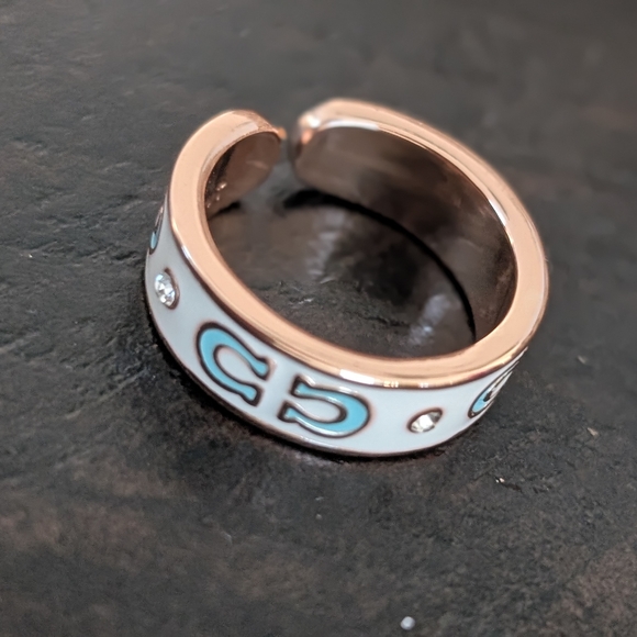 Coach White and Gold With Blue Women's Ring Adjustable To Your Finger One Size - Picture 3 of 9